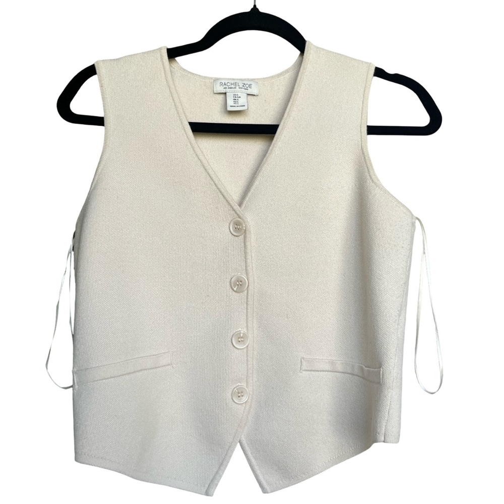 Rachel Zoe Cream Button-Up Knit Vest